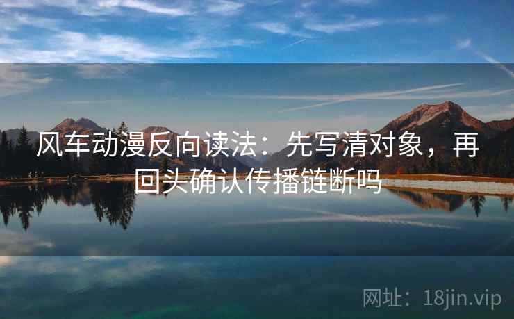 风车动漫反向读法：先写清对象，再回头确认传播链断吗